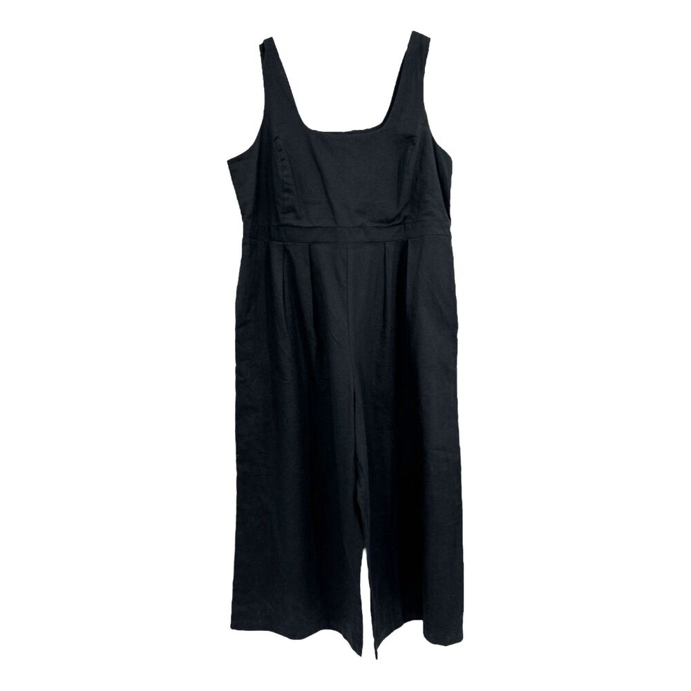 Wide-Leg jumpsuit sz18 linen romper Banana Republic Factory Plus Size Black
